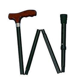 Carex Folding Adjustable Handle Cane with Walnut Pistol Handle