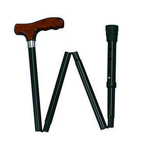 Carex Folding Adjustable Handle Cane with Walnut Pistol Handle