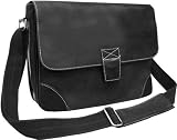 Black Flapover Single Buckle Leather Brief (#2710-0)