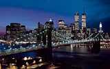 (99x164) New York City Manhattan Lights Brooklyn Bridge Huge Wall Mural Art Print Poster