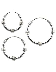 10 Sets Sterling Silver 16mm, 18mm & 20mm Bali Style Endless Hoop Earrings Set