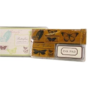 Butterflies Botanical stamps in tin with inkpad Cavallini Papers