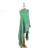 Olive N Figs Pashmina Wool Apple Green Print Jamawar Shawl/Wrap