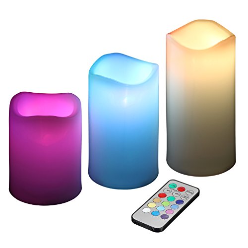 Ollieroo 3pcs flameless led candle lights 12 color chan…