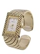 Geneva Platinum Striped Design Gold Bangle Watch��