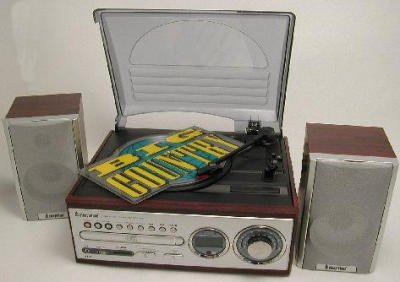 Childrens Toyshop  Electronics : TRANSFER VINYL TO USB CONVERT 4 - 1 MUSIC CENTRE SILVER (Wooden style cabinet light/dark finish)