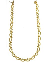 18K Yellow Gold Textured Link Necklace 16 Inch