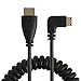 CableCreation Mini HDMI to HDMI Coiled Cable, 5 Feet Coiled 90 Degree Right Angle Mini-HDMI Male to HDMI Male Converter Cable, Support 1080P Full HD, 3D, 1.6M, Black