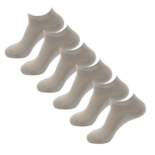 Pack of 6, HOEREV Men's Bamboo Fiber No Show Invisible Socks