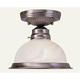 Review Livex Lighting  / Home-Basics-91 - 1 Light Semi Flush Mount Ceiling Lighting Fixture - Brushed Nickel - B1298