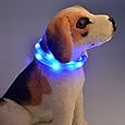Dog Collar, Itery Led USB Rechargeable Pet Safety Collar Waterproof Light up Adjustable Flashing Collar (Blue)