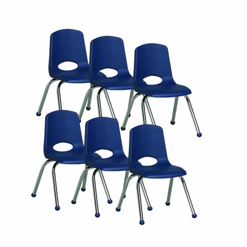 ECR4Kids School Stack Chair with Chrome Legs and Ball Glides, 14