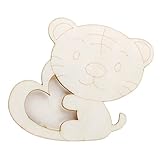 【ノーブランド 品】白ベース 木材 ピクチャーフォト フレーム 子供 手 DIY 虎の形