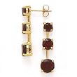 14K GARNET 3 STONE EARRINGS WITH POST GTTW=3.86CT