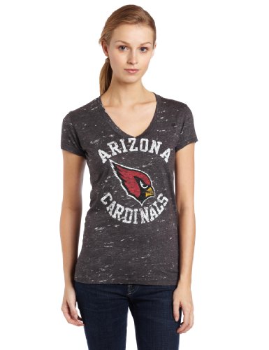 NFL Women's Arizona Cardinals Pride Playing II Short Sleeve Deep V-Neck Haze Tee (Charcoal Haze, Large)