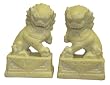 Carved oriental Fu (Foo) Dogs - yellow river stone (soapstone) , hand carved