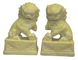 Carved oriental Fu (Foo) Dogs - yellow river stone (soapstone) , hand carved