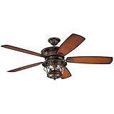 Westinghouse 7800000 Brentford Indoor/Outdoor Five-Blade Reversible Ceiling Fan with Clear Seeded Glass, 52-Inch, Aged Walnut Finish