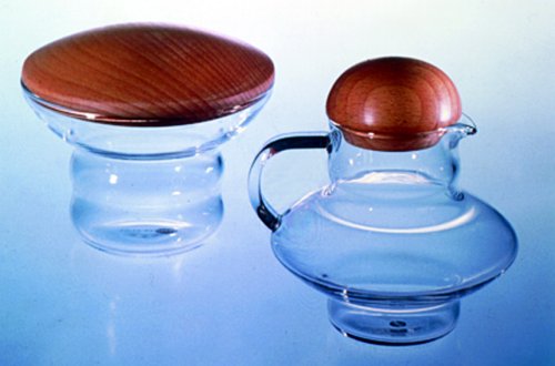 Jenaer Glas Milchkännchen und Zuckerdose  COUNTRY mit Holzdeckel - 0,2 l