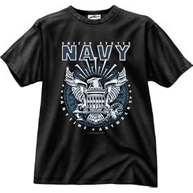 US Navy 'Anytime * Anywhere' Logo Tee - U.S. Navy Black T-Shirt