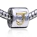 Pandora Style Bead Cylindrical-Shaped Letter J European Charm Bead Gold Fits Pandora Bracelet