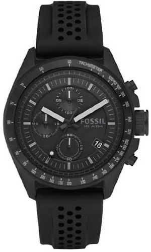 Fossil Fossil Men's Decker Chronograph Watch with Black Silicon Strap