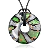 Murano Glass Sterling Silver Green And Striped Round Christmas Necklace Pendant 418AX8WZ tL. SL160 Murano Glass Sterling Silver Green And Striped Round Christmas Necklace Pendant