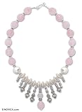 Rose quartz choker, 'Galactic Queen' 1.8 W 16.9 L