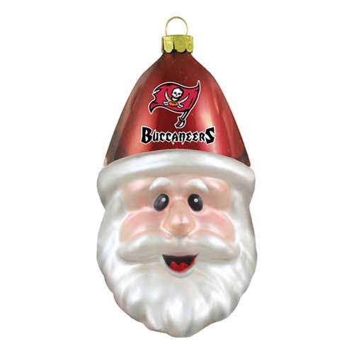 NFL Tampa Bay Buccaneers Blown Glass Santa Cap Ornament