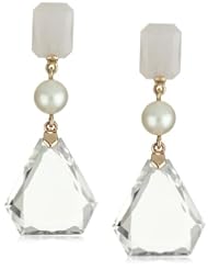 Ivanka Trump "Soho Bead" Rose Gold Cut Stone and Pearl Drop Earrings