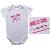 Baby-Says Bodysuit – Hello My Name is Adorable, 3-6 months