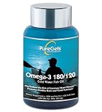 PureGels Omega-3, 180/120 Cold Water Fish Oil, EPA 180 mg/DHA 120 mg, 100 Soft Gels (Pack of 3)