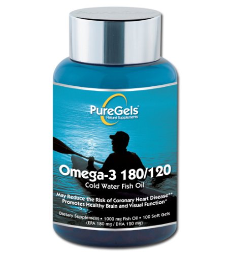 PureGels Omega-3, 180 120 Cold Water Fish Oil, EPA 180 mg DHA 120 mg, 100 Soft Gels (Pack... by PureGels