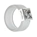 Frosted White Resin Band with Sterling Silver Cap Set with a Princess-Cut White Swarovski Crystal