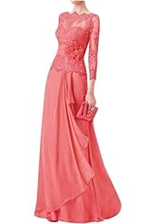 Plus Size Lace Chiffon Long Sleeves 2015 Mother-of-the-Bride Dress 