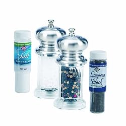 William Bounds, LTD The Diner Stainless Steel Brush Top Mill Set, 6 Inches Tall