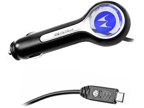MOTOROLA OEM CLA SPN5400A CAR CHARGER with Blue Glowing LED Clear Background for MOTOROLA Z9, Z6c, Q9h, V8, V9M, RAZR2 SANYO S1 LG ENV2 VX9100, AX830 GLIMMER