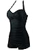 Graceful.u 50s Vintage Solid Ruched Boy-Leg One Piece Swimsuit