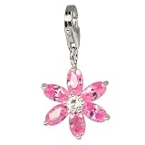 charms SilberDream 925 Sterling Silber Charm Blume rosa Anhänger für Ketten Armband Ohrring FC4114