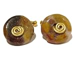 Jasper Cufflinks 02 Stone Fashion Yellow Donut Gold Spiral Brass Crystal Healing
