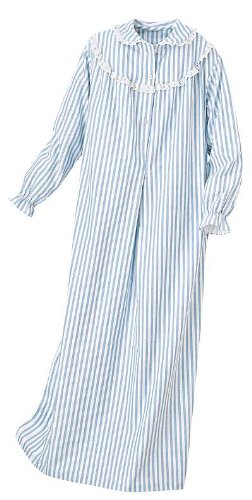 Short Striped Flannel Gown