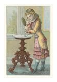 Victorian Girl Putting on Eye Makeup Art Poster Print, 13x18