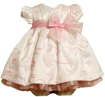 Bonnie Baby Girls Infant Taffeta Dress With Ombre Ribbon Trim
