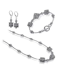Sterling Silver Antique Bali Necklace Jewelry Set