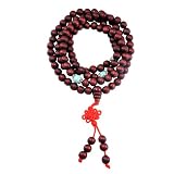 Premium Quality Tibetan Red 8mm Wood Turquoise Prayer Beads, Tibetan Mala, Sandalwood Necklace