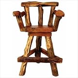 Groovy Stuff Teak Wood Sawtooth Swivel Bar Chair - Tf-794
