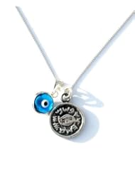 Evil Eye Charm & Protection Solomon Seal Silver Necklace Handmade Jewelry