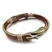 Men's Alloy Genuine Leather Bracelet Bangle Rope Brown Gold Braided Tribal