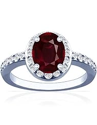 18K White Gold Oval Cut Ruby Ring With Sidestones (GIA Certificate)