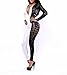 Sexy Womens Deep V Neck Bodycon Bandage Jumpsuits Romper Playsuit (US L, Black-white)